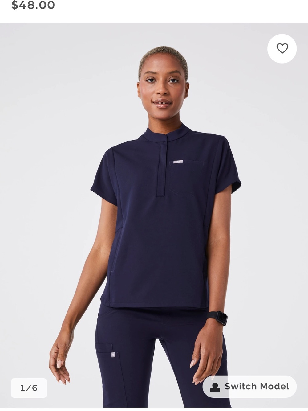 Figs Navy Mock-Neck Short-Sleeve Tunic